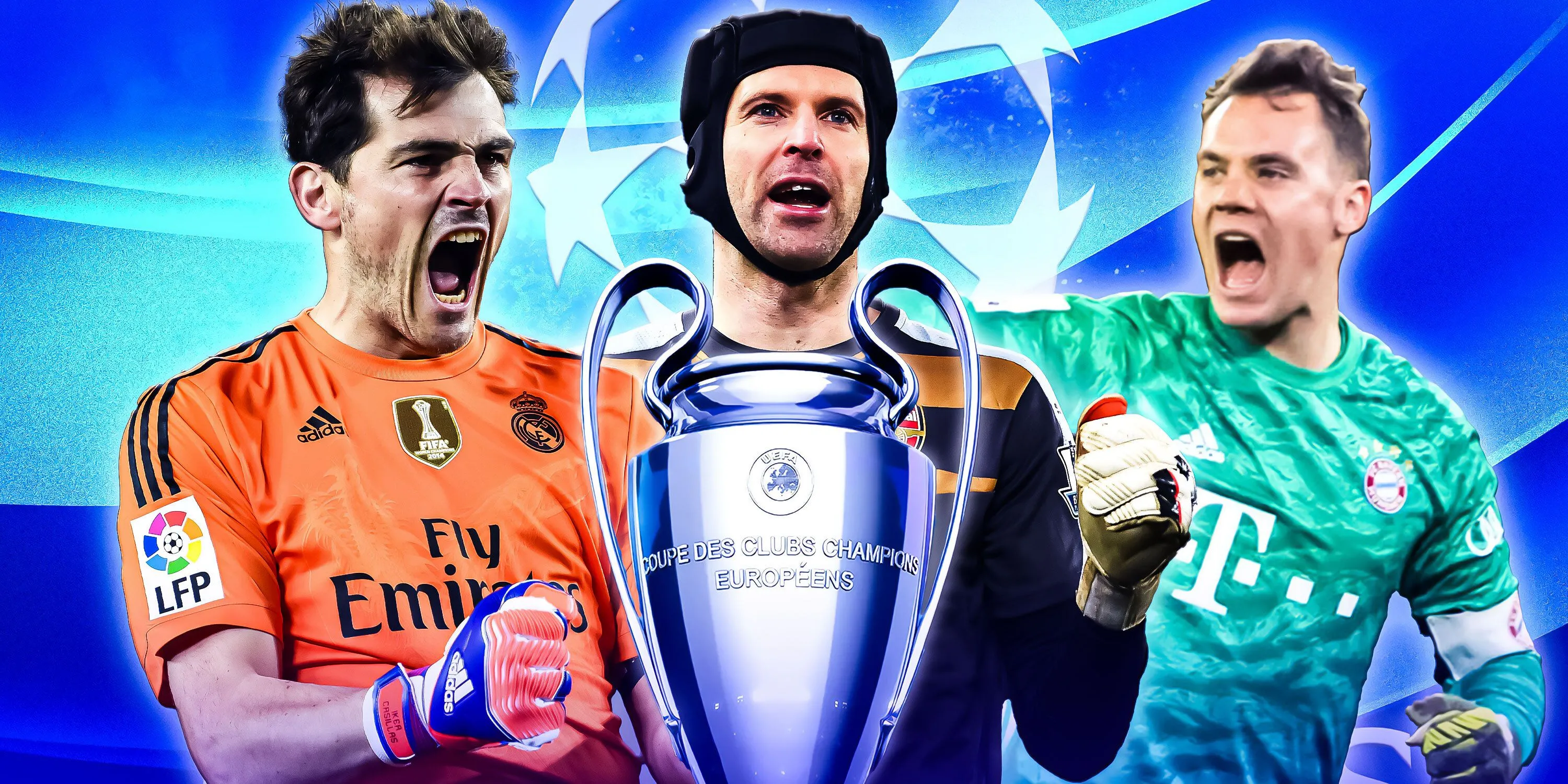 Ba thủ môn huyền thoại Champions League: Manuel Neuer của Bayern Munich, Iker Casillas của Real Madrid và Petr Cech của Chelsea