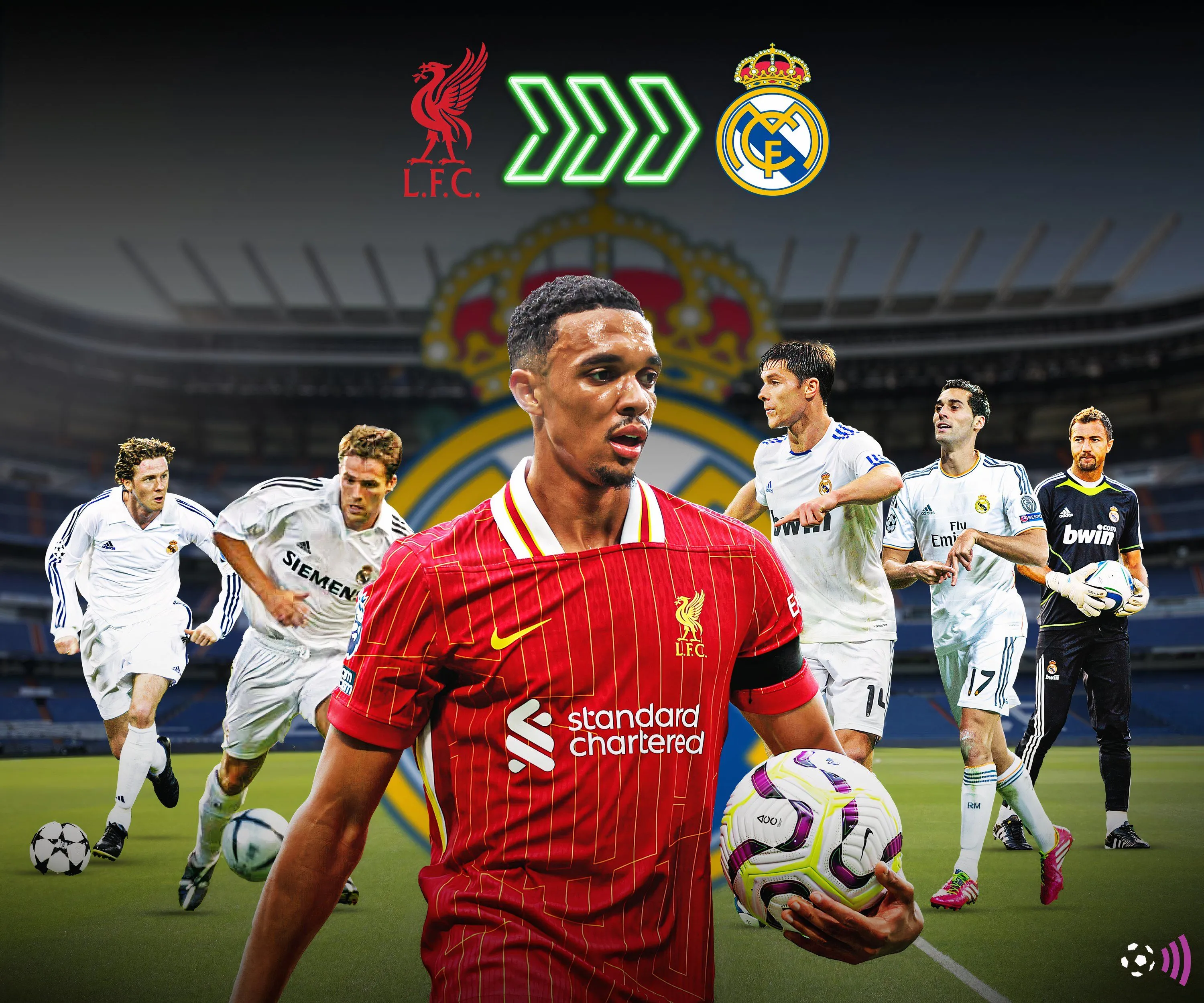 Các huyền thoại Liverpool và Real Madrid: Alexander-Arnold, Owen, McManaman, Xabi Alonso