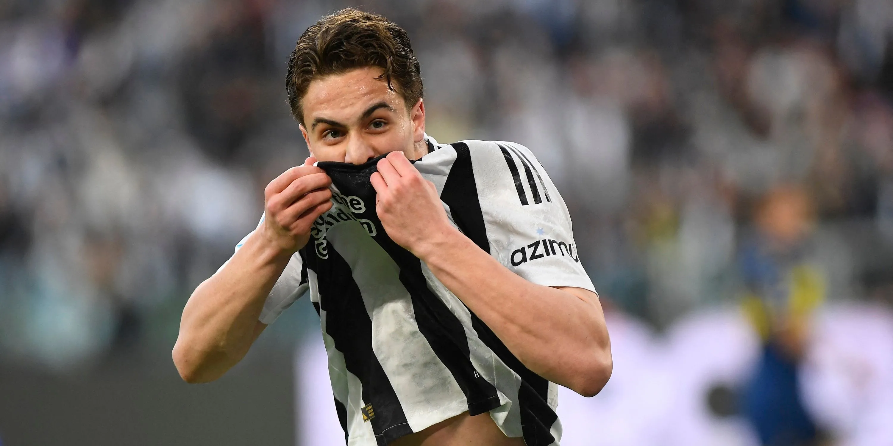 Sao trẻ Kenan Yildiz ăn mừng bàn thắng trong màu áo Juventus